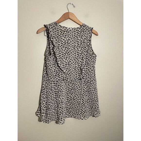 Cabi #3612 Leopard Flutter Ruffle Tank Top Blouse Womens Sz S Sheer Animal Print - Picture 5 of 7